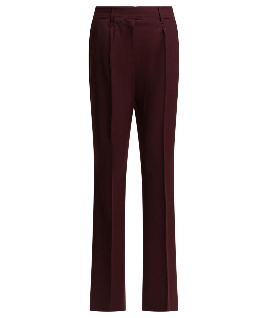 MAX MARA Бордовые шерстяные прямые брюки, фото 1