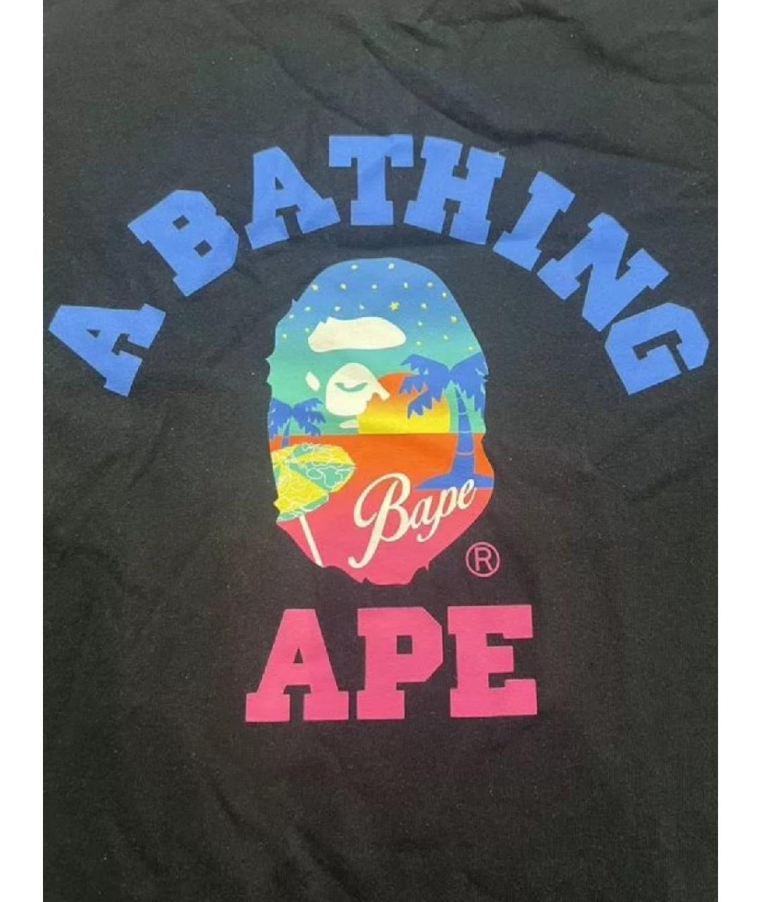 A BATHING APE Черная хлопковая футболка, фото 2