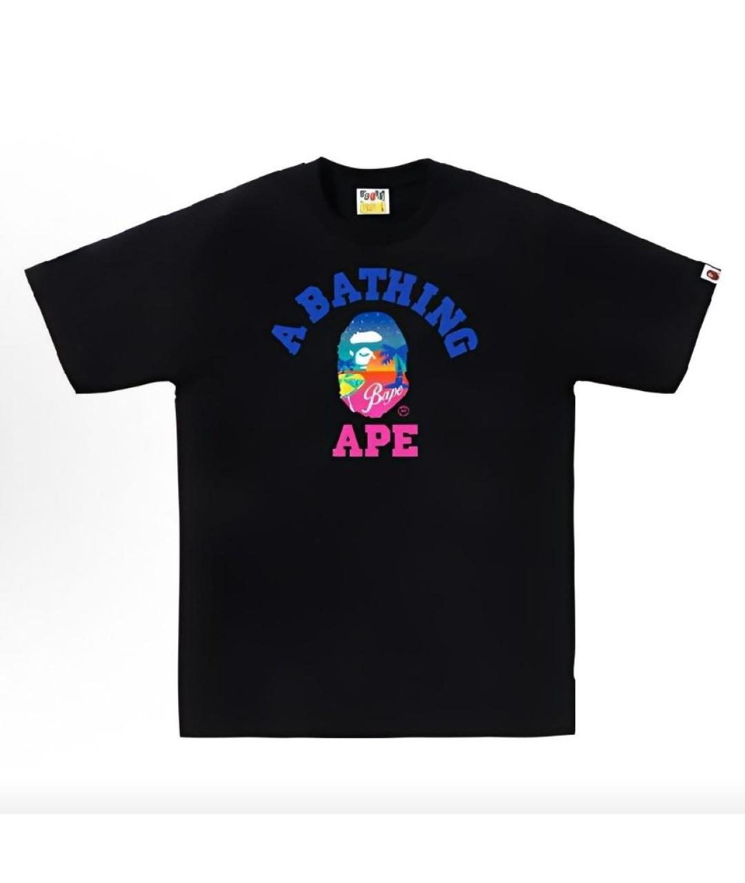 A BATHING APE Черная хлопковая футболка, фото 3