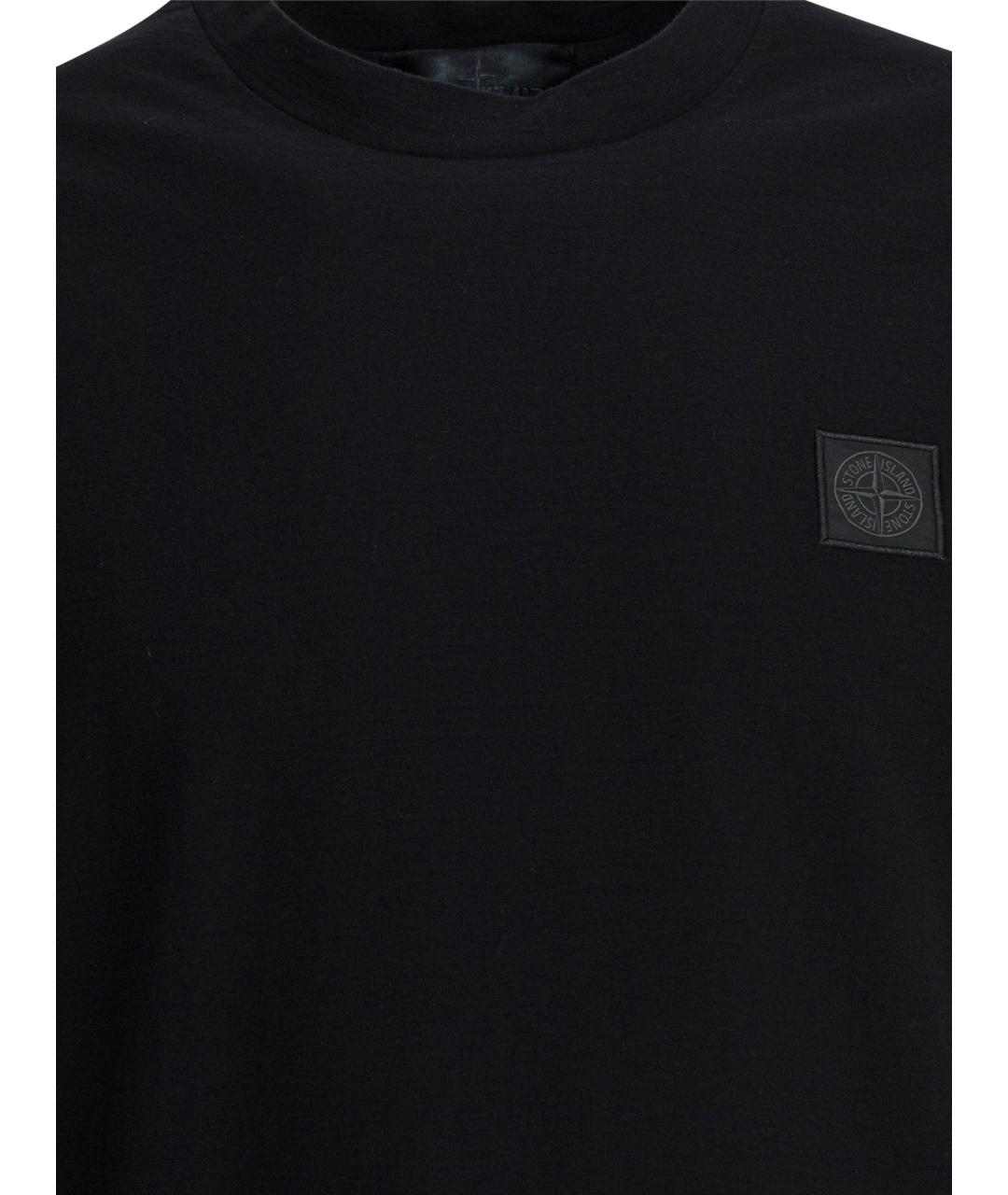 STONE ISLAND Черная хлопковая футболка, фото 3