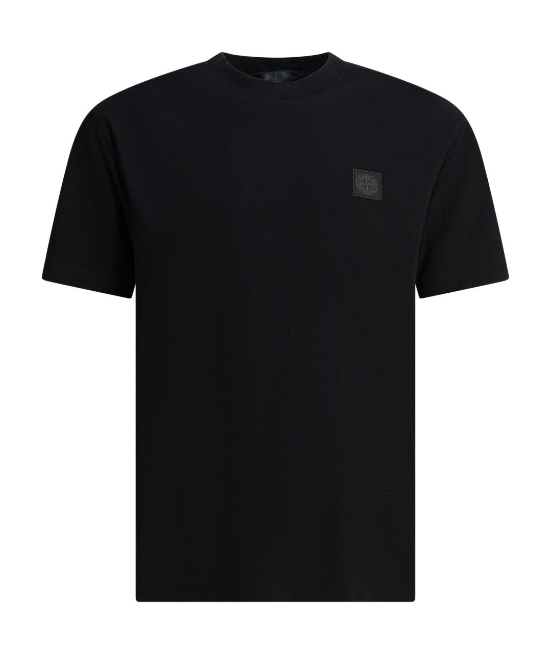 STONE ISLAND Черная хлопковая футболка, фото 1