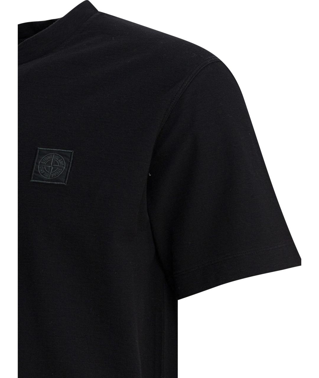 STONE ISLAND Черная хлопковая футболка, фото 4