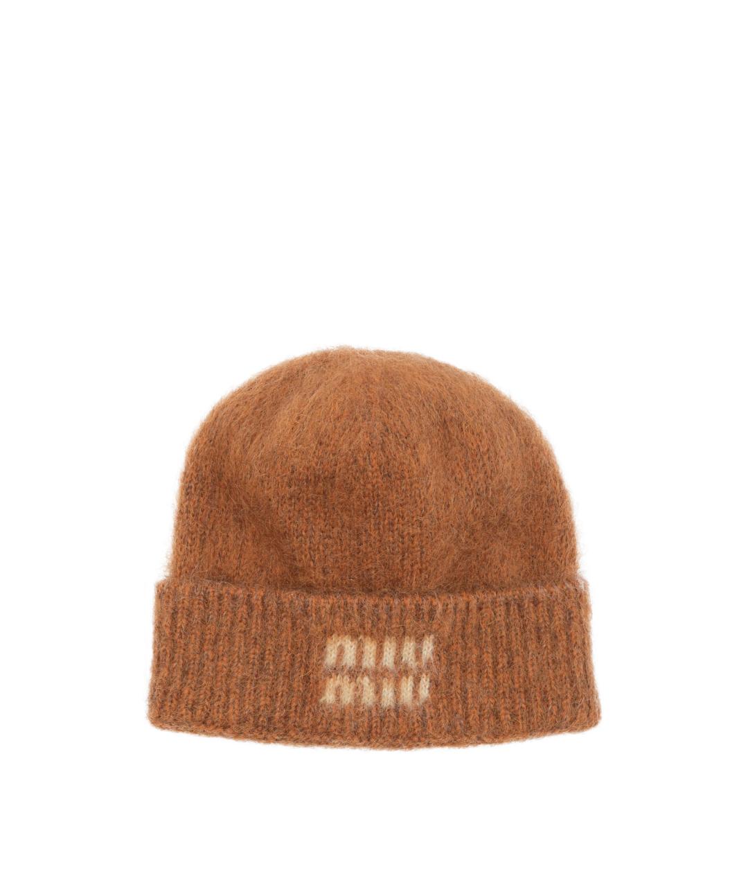 MIU MIU Коричневая шерстяная шапка, фото 1