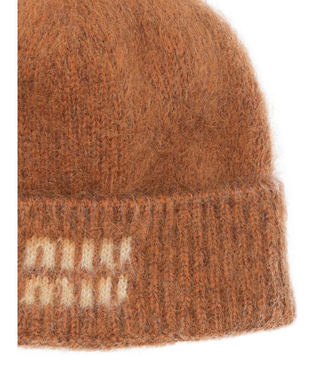 MIU MIU Коричневая шерстяная шапка, фото 3