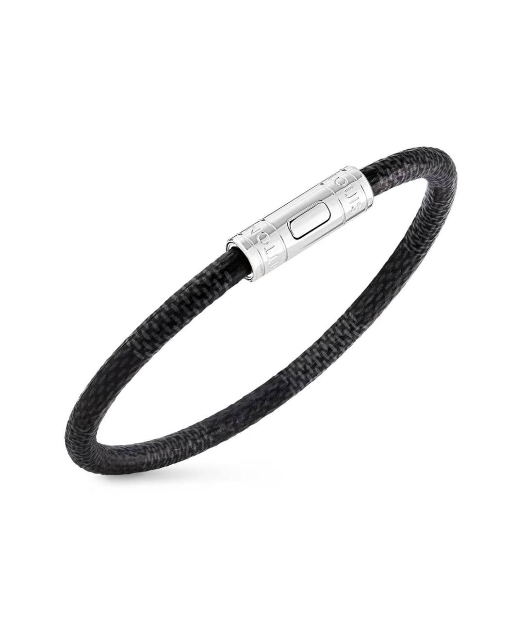 LOUIS VUITTON Черный кожаный браслет, фото 1