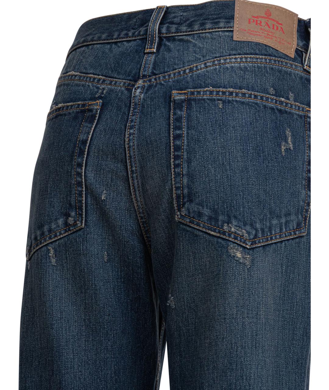PRADA Синие хлопковые прямые джинсы, фото 4