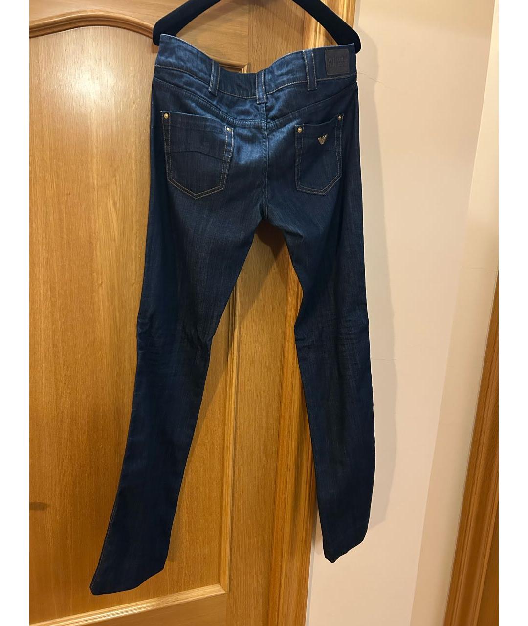 EMPORIO ARMANI Темно-синие хлопко-эластановые прямые джинсы, фото 2