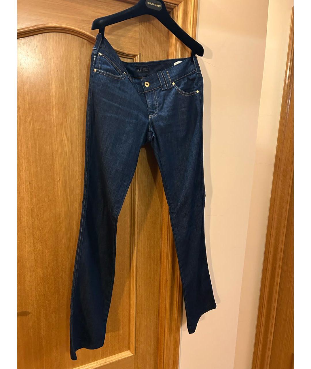 EMPORIO ARMANI Темно-синие хлопко-эластановые прямые джинсы, фото 6