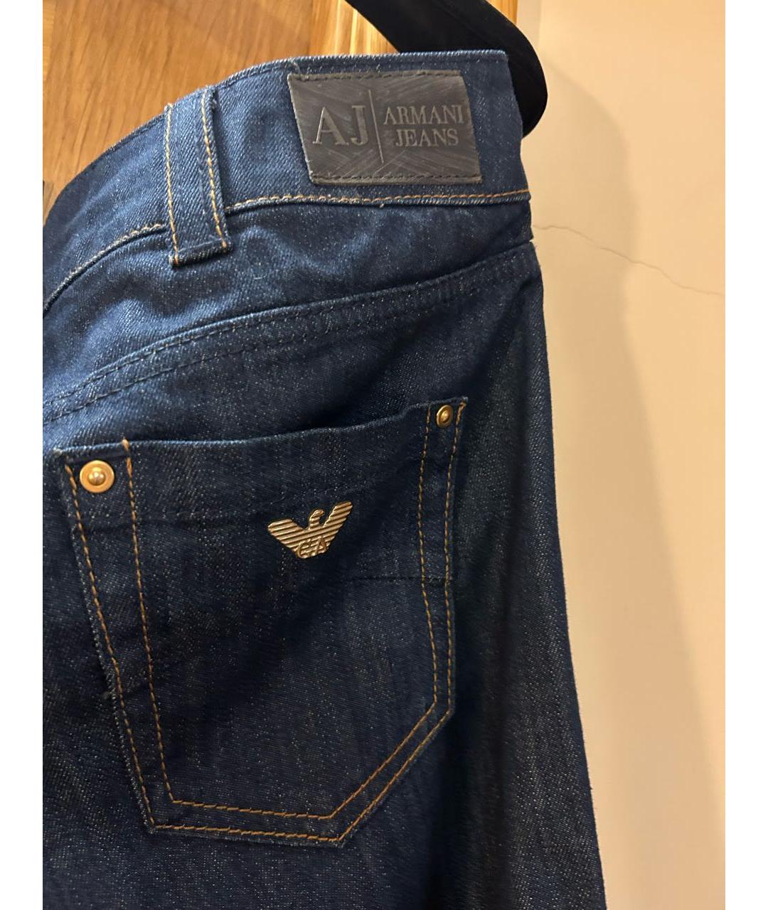 EMPORIO ARMANI Темно-синие хлопко-эластановые прямые джинсы, фото 3