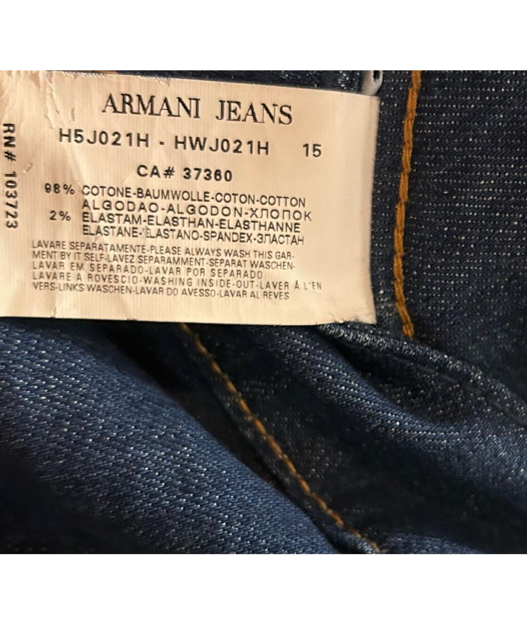 EMPORIO ARMANI Темно-синие хлопко-эластановые прямые джинсы, фото 5