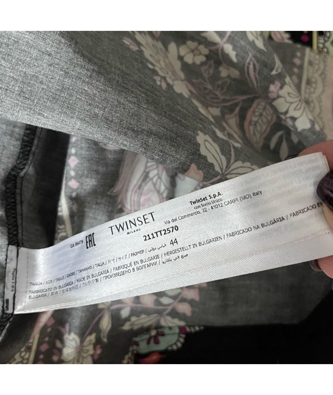 TWIN-SET Черное хлопковое повседневное платье, фото 5