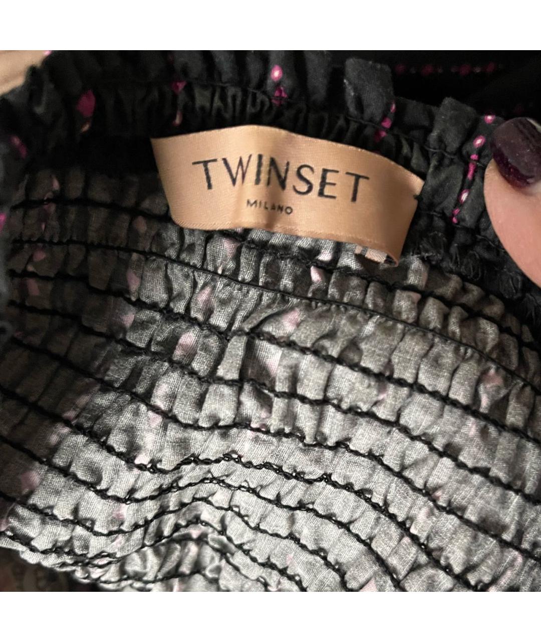 TWIN-SET Черное хлопковое повседневное платье, фото 3