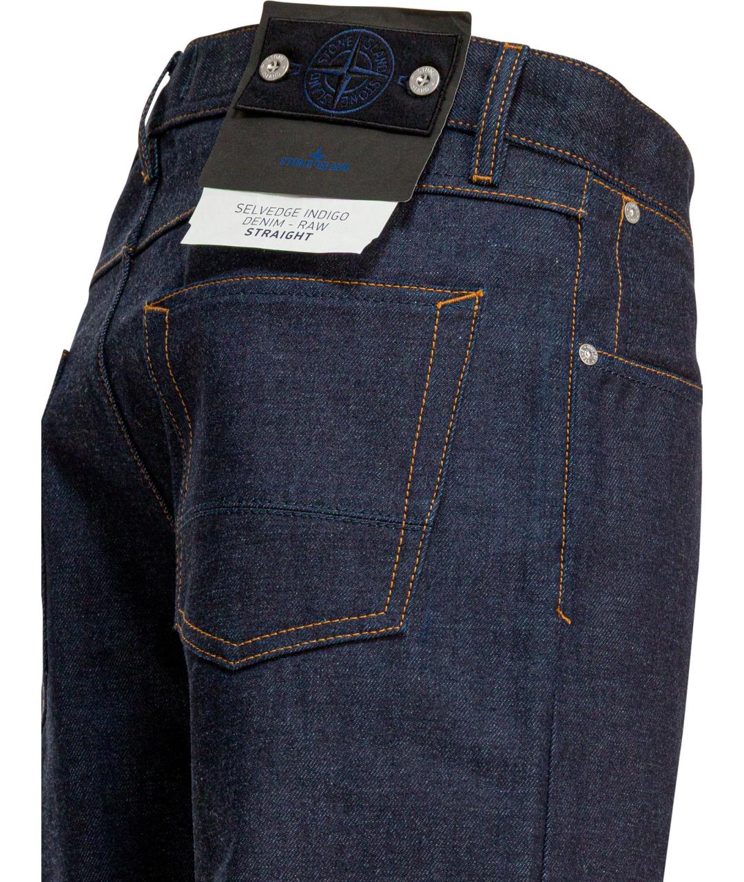 STONE ISLAND Синие хлопковые прямые джинсы, фото 4