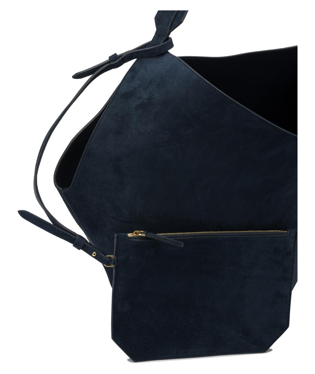 KHAITE Темно-синяя кожаная сумка тоут, фото 4