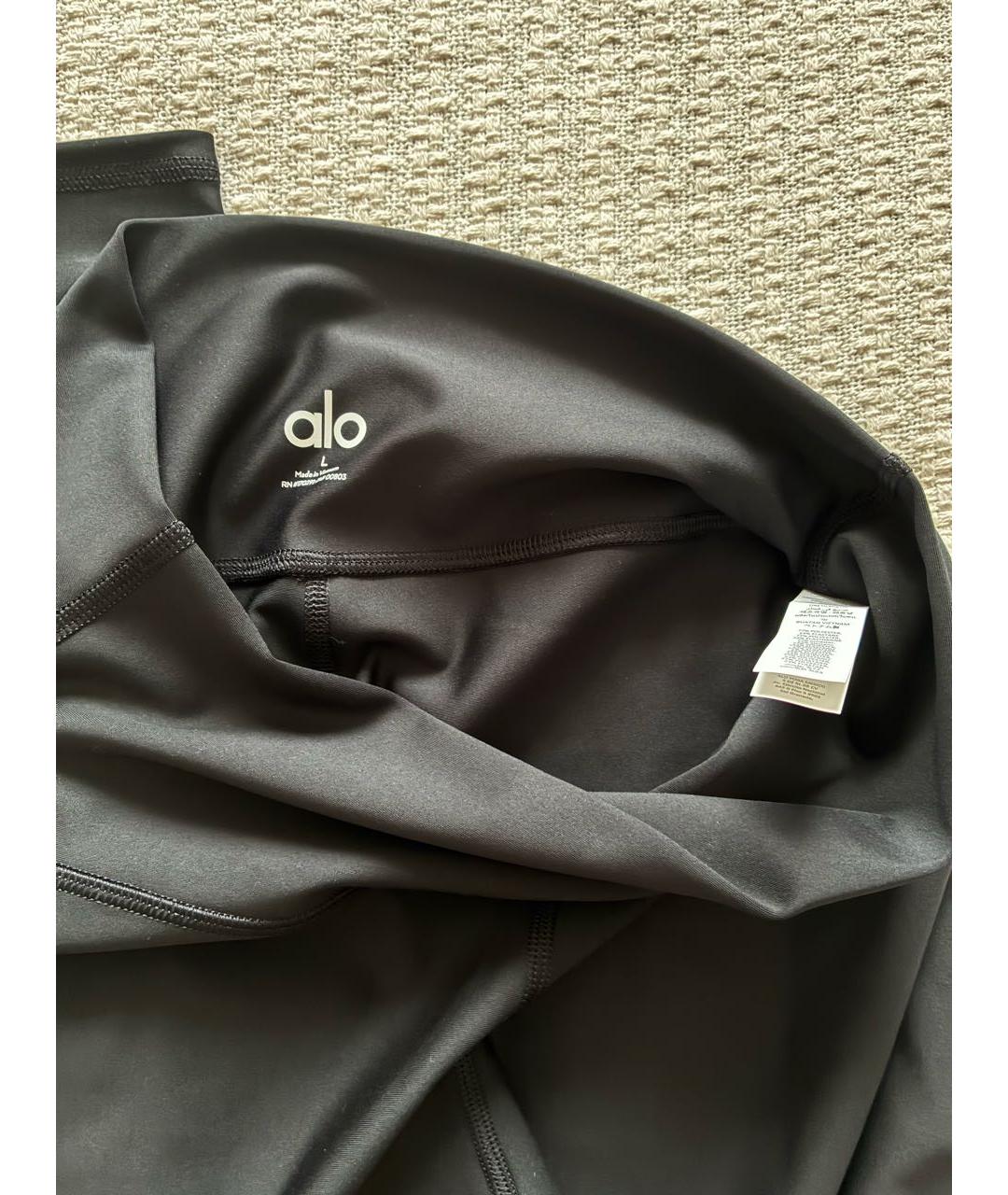 ALO YOGA Черные полиэстеровые леггинсы и велосипедки, фото 3