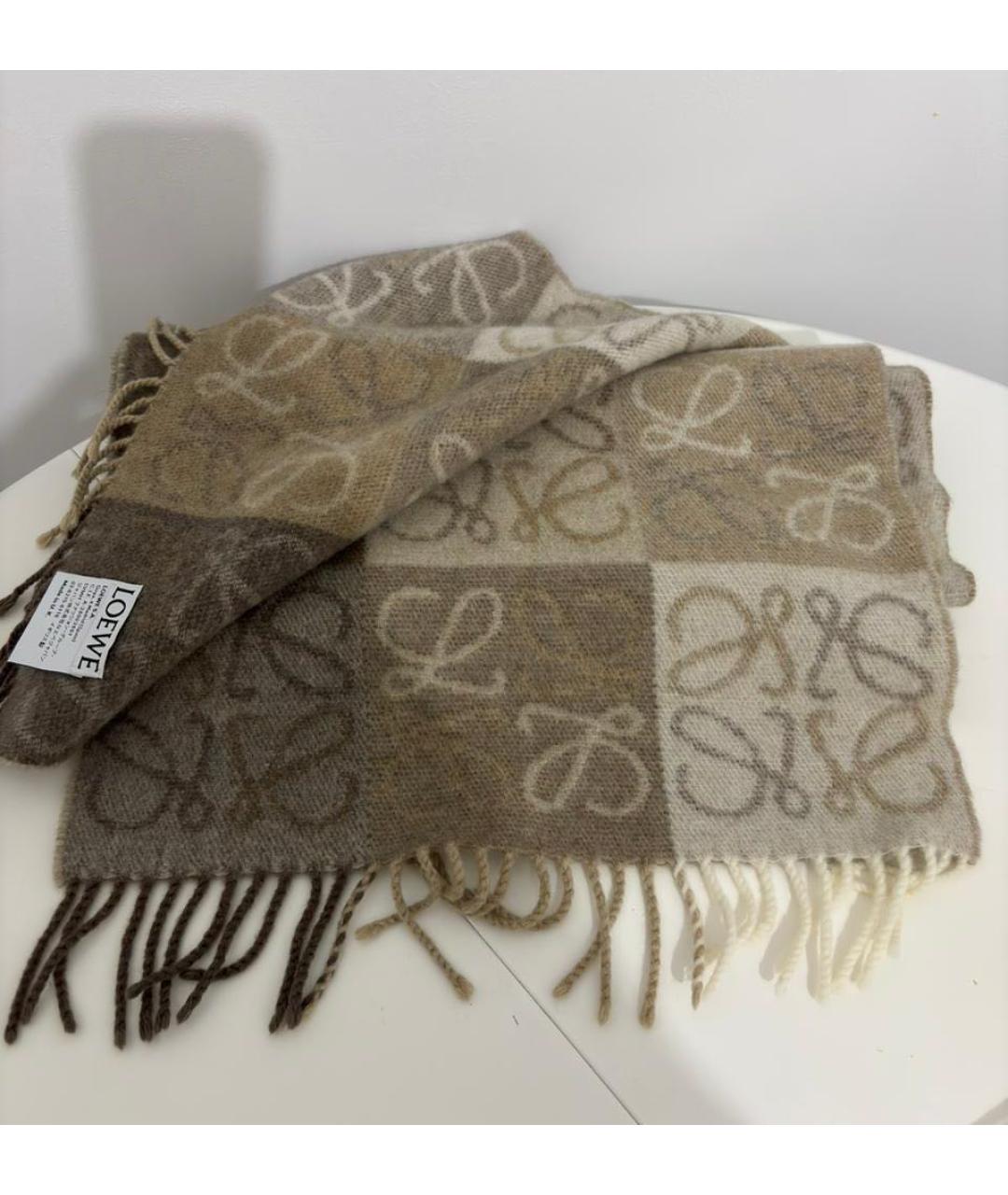 LOEWE Бежевый кашемировый шарф, фото 2