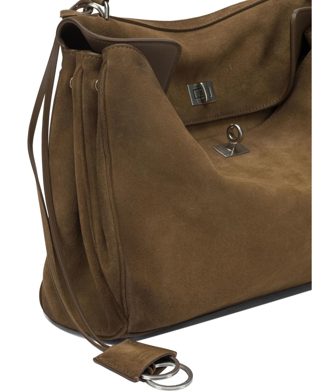 BALENCIAGA Коричневая замшевая сумка тоут, фото 4