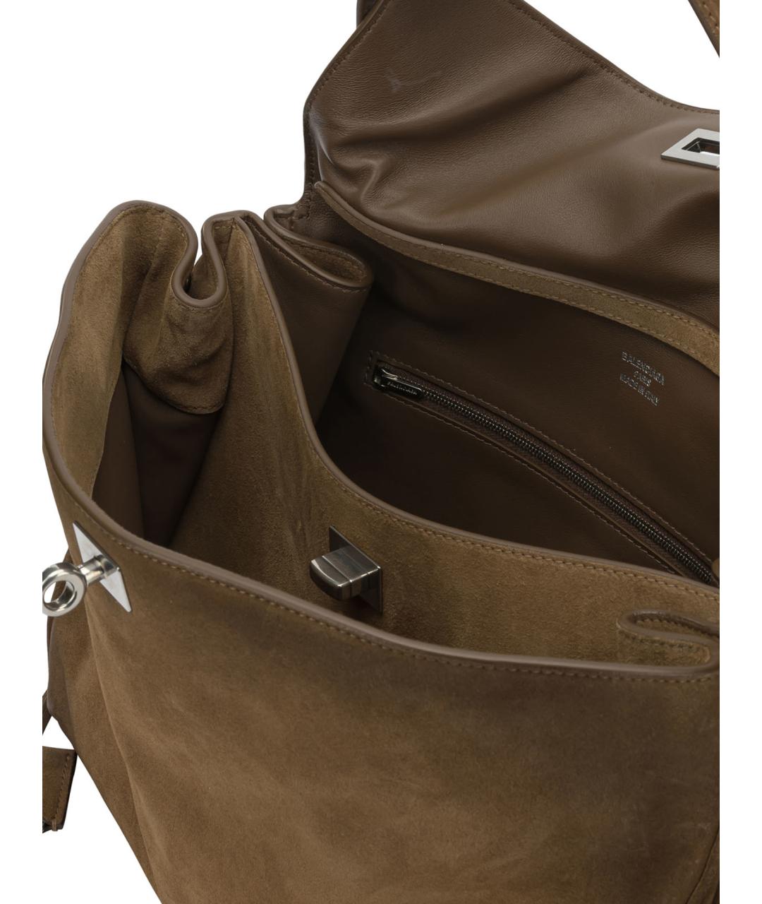 BALENCIAGA Коричневая замшевая сумка тоут, фото 5