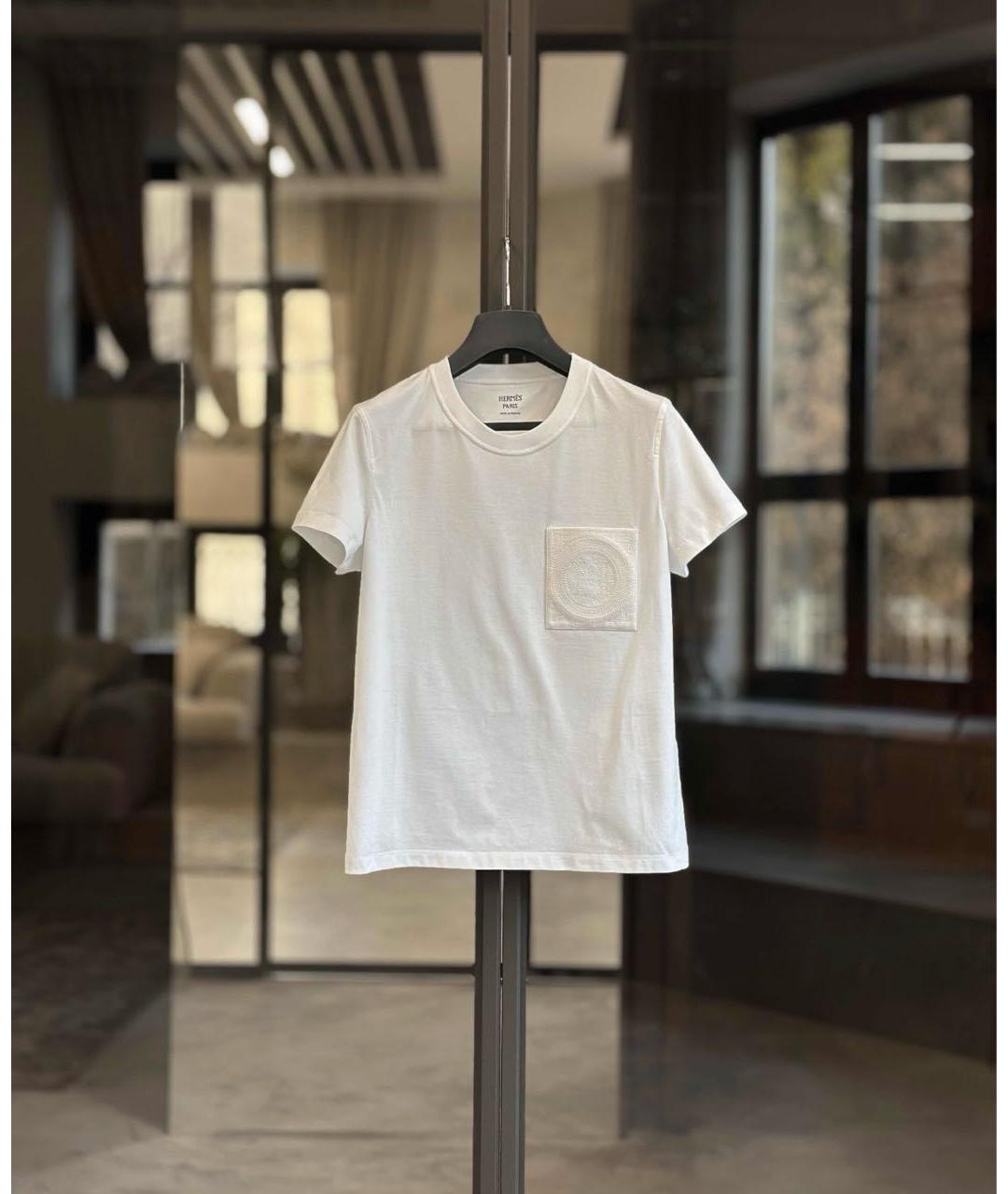 HERMES Белая хлопковая футболка, фото 4
