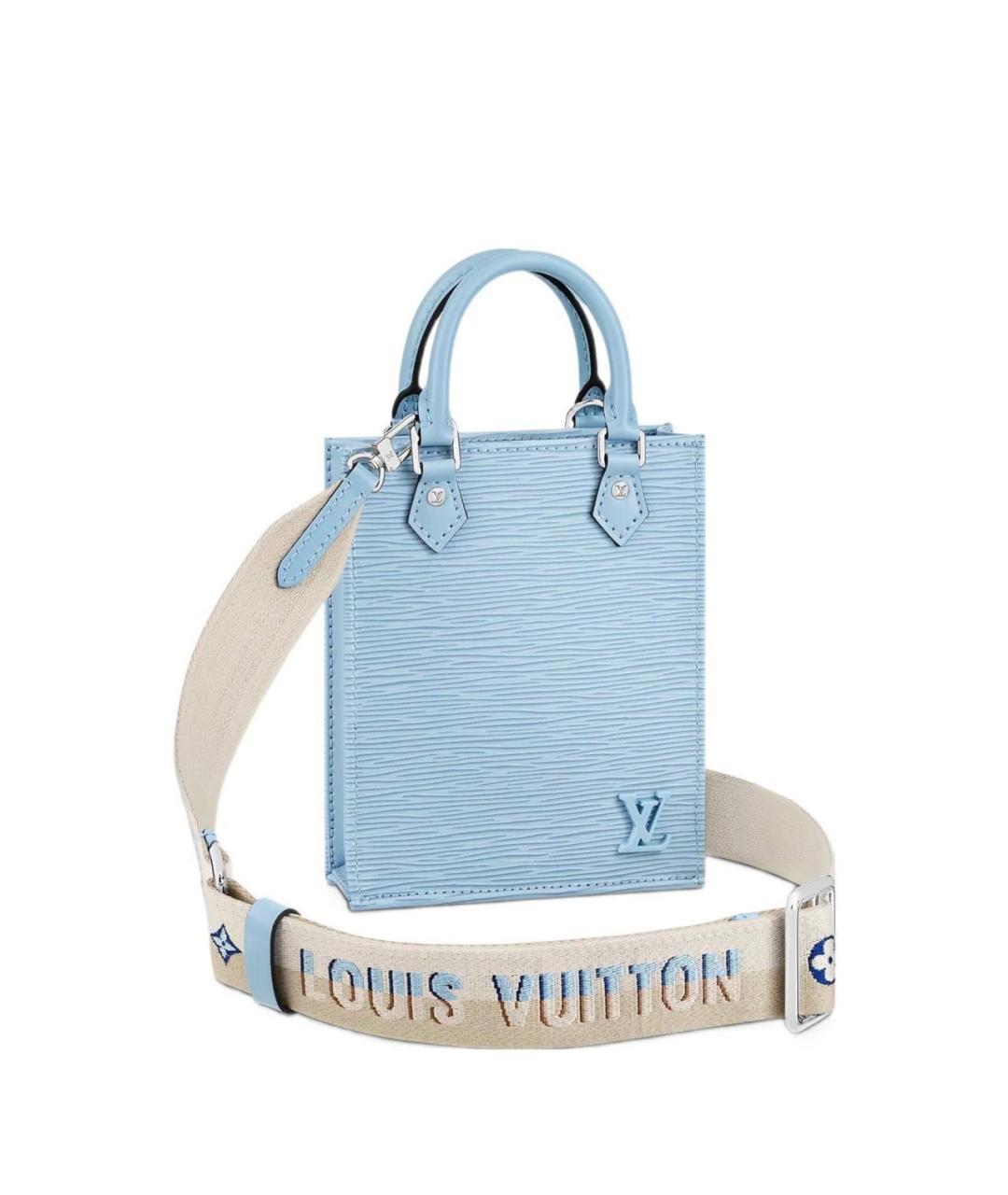 LOUIS VUITTON Голубая кожаная сумка с короткими ручками, фото 1