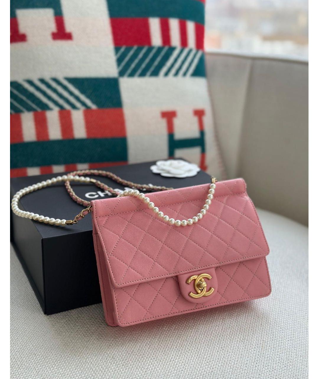 CHANEL Розовая кожаная сумка через плечо, фото 2