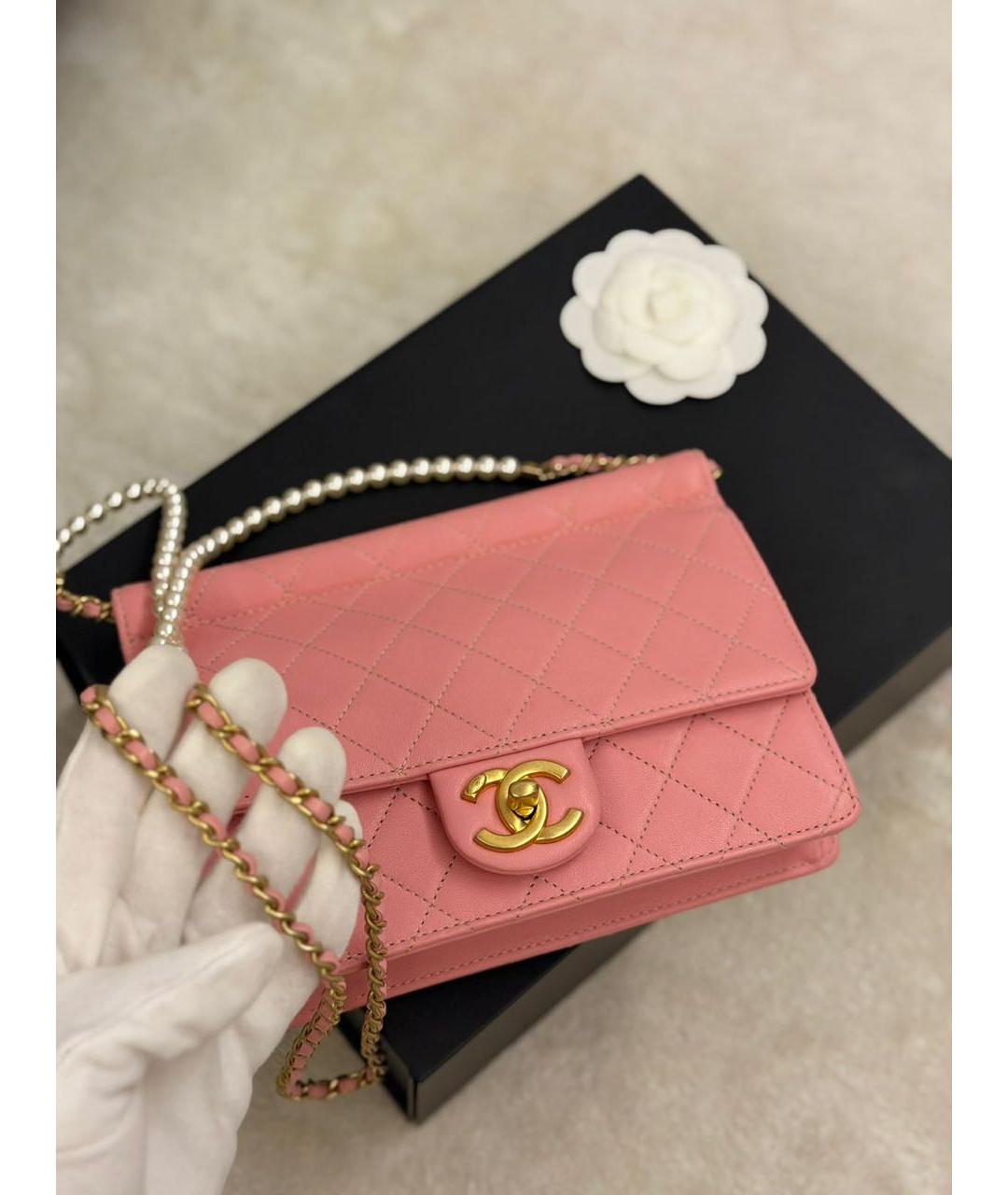 CHANEL Розовая кожаная сумка через плечо, фото 3