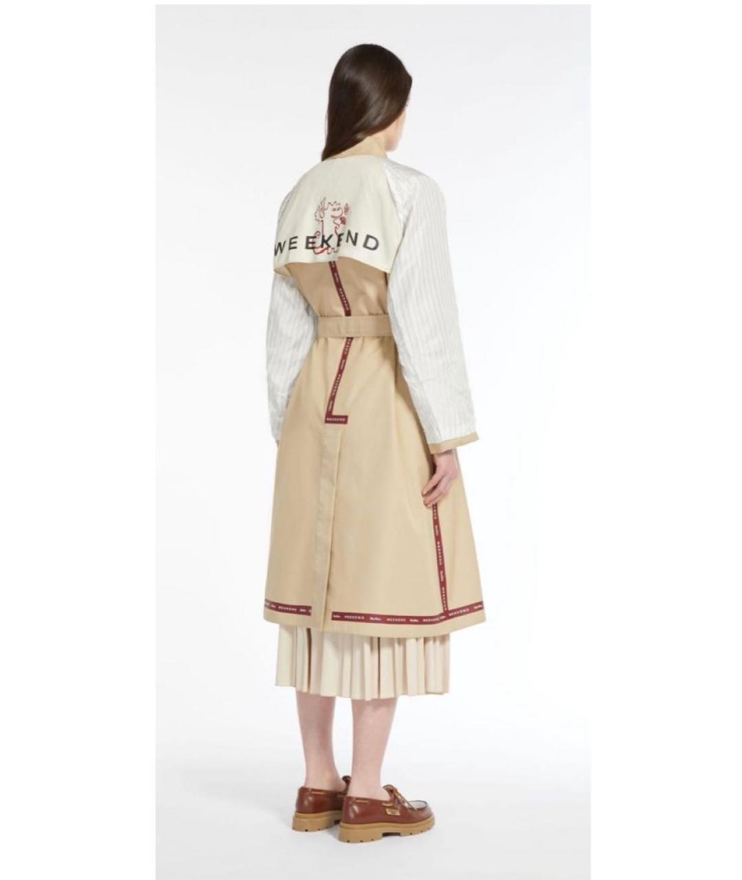 WEEKEND MAX MARA Бежевый хлопковый тренч/плащ, фото 5