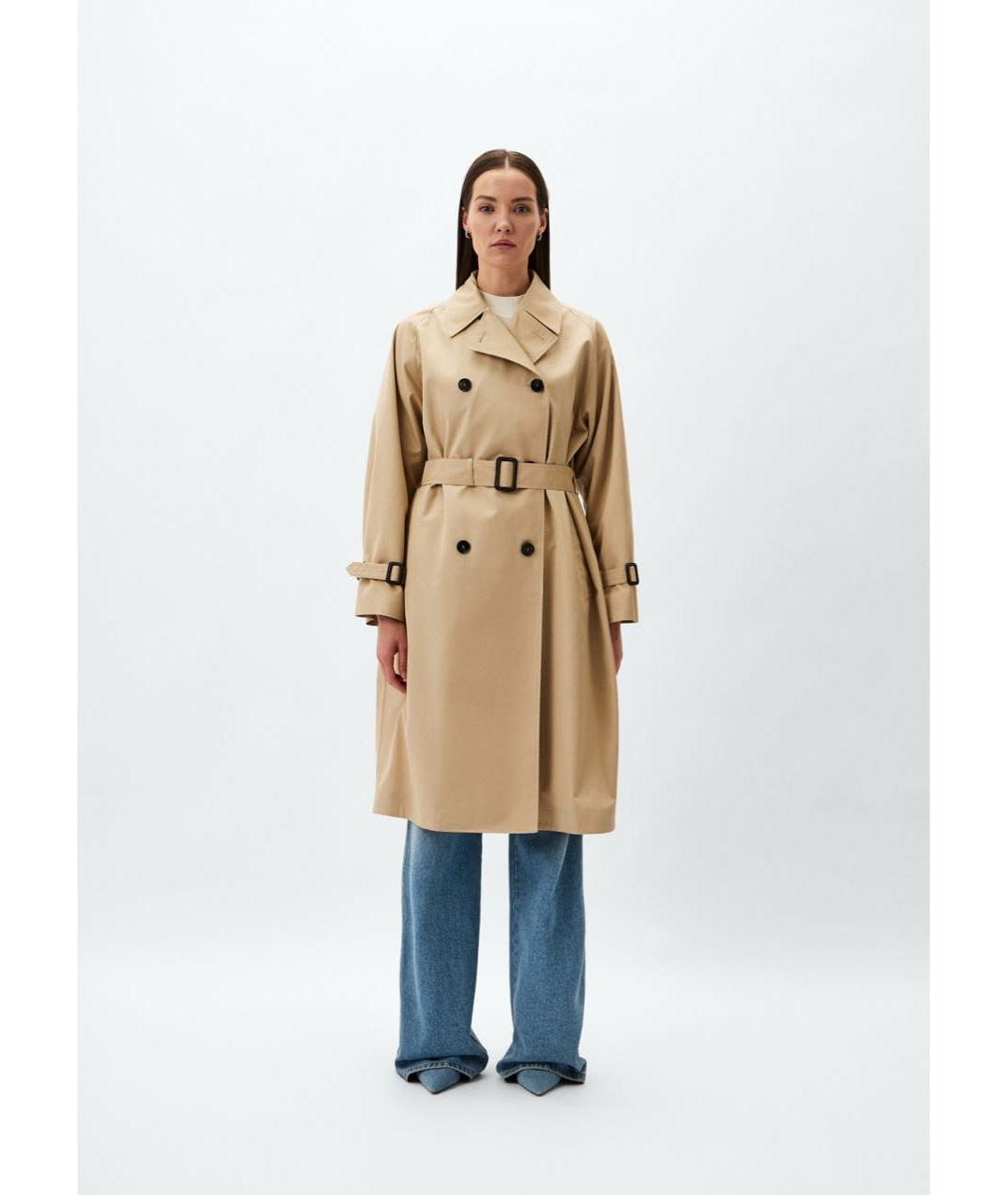 WEEKEND MAX MARA Бежевый хлопковый тренч/плащ, фото 3