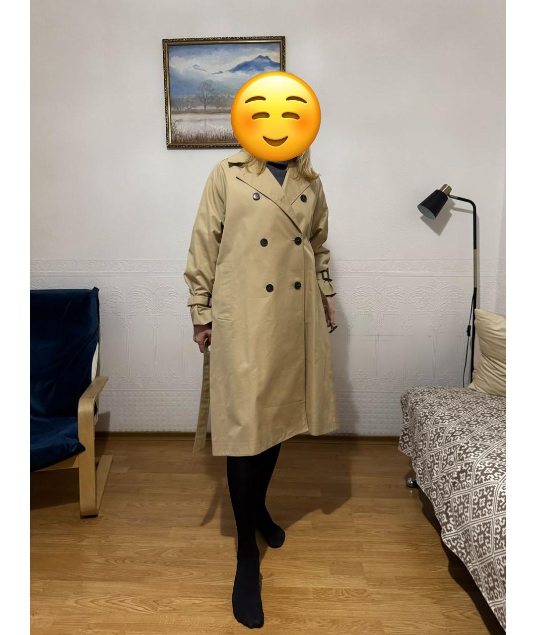 WEEKEND MAX MARA Бежевый хлопковый тренч/плащ, фото 7