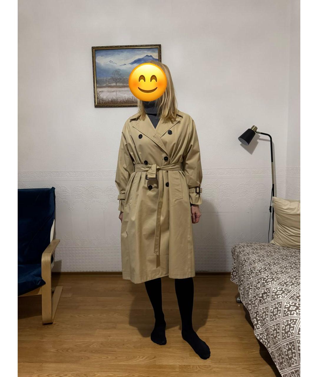 WEEKEND MAX MARA Бежевый хлопковый тренч/плащ, фото 6