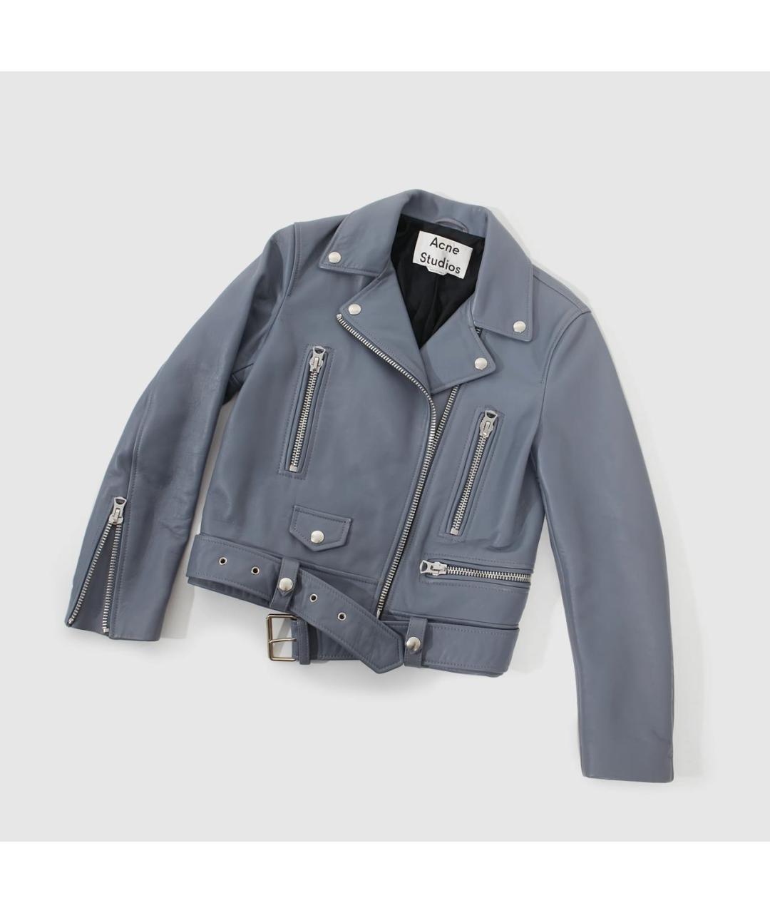 ACNE STUDIOS Голубая кожаная куртка, фото 6