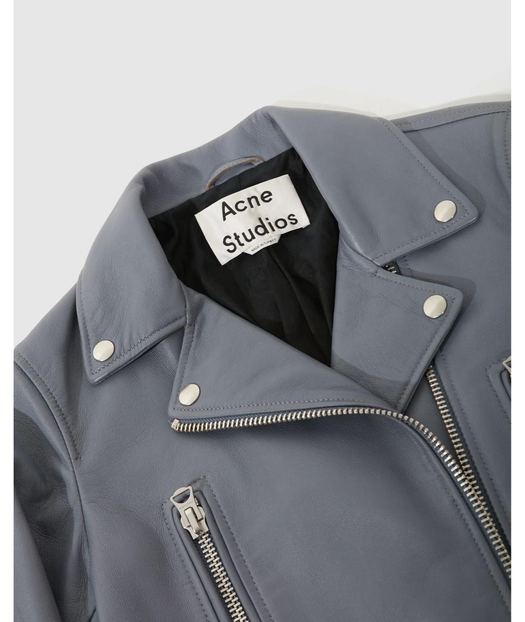 ACNE STUDIOS Голубая кожаная куртка, фото 3