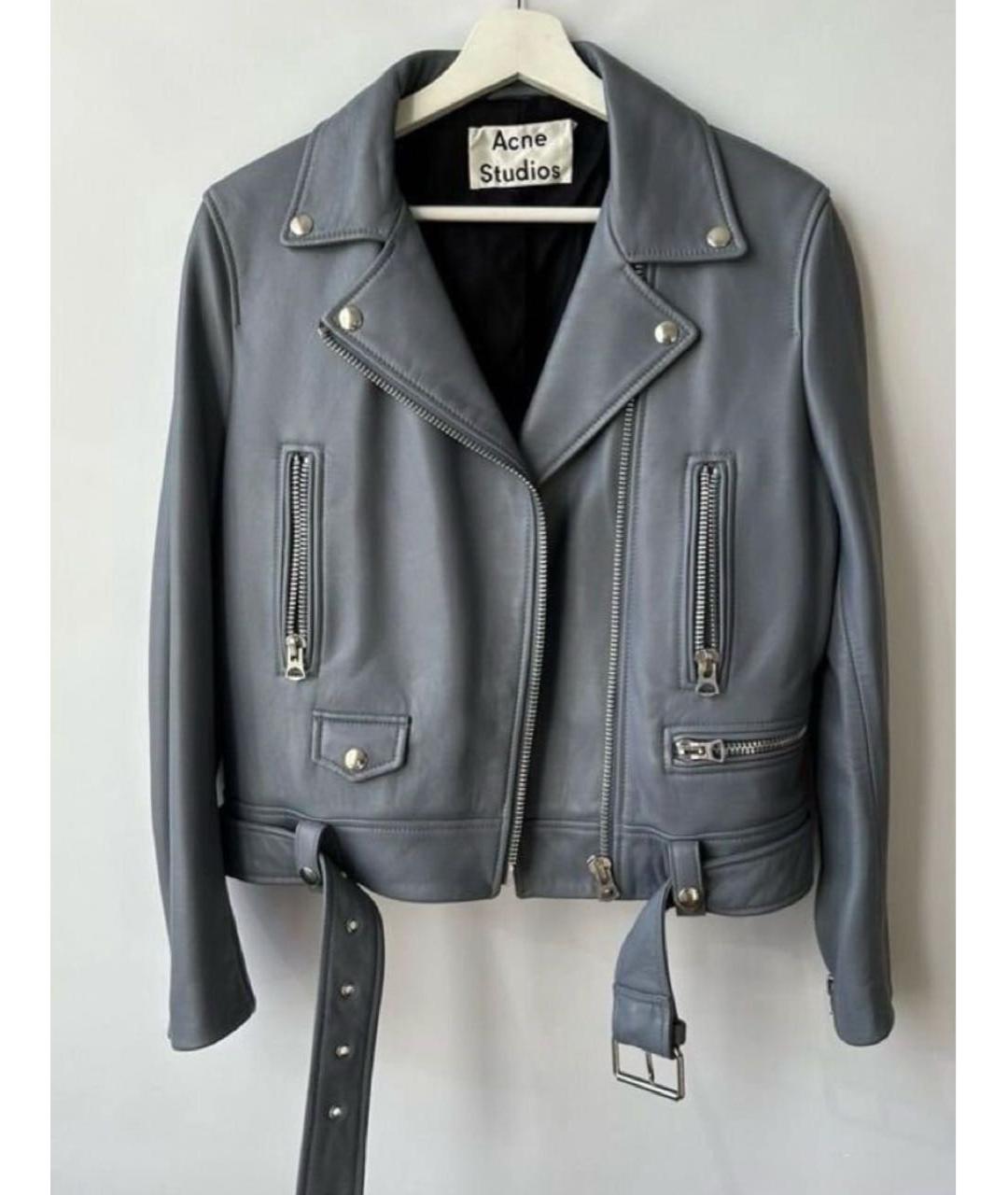 ACNE STUDIOS Голубая кожаная куртка, фото 5