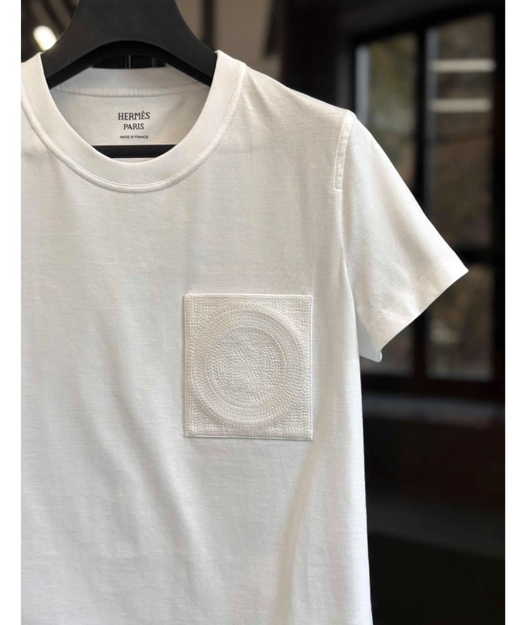 HERMES Белая хлопковая футболка, фото 2