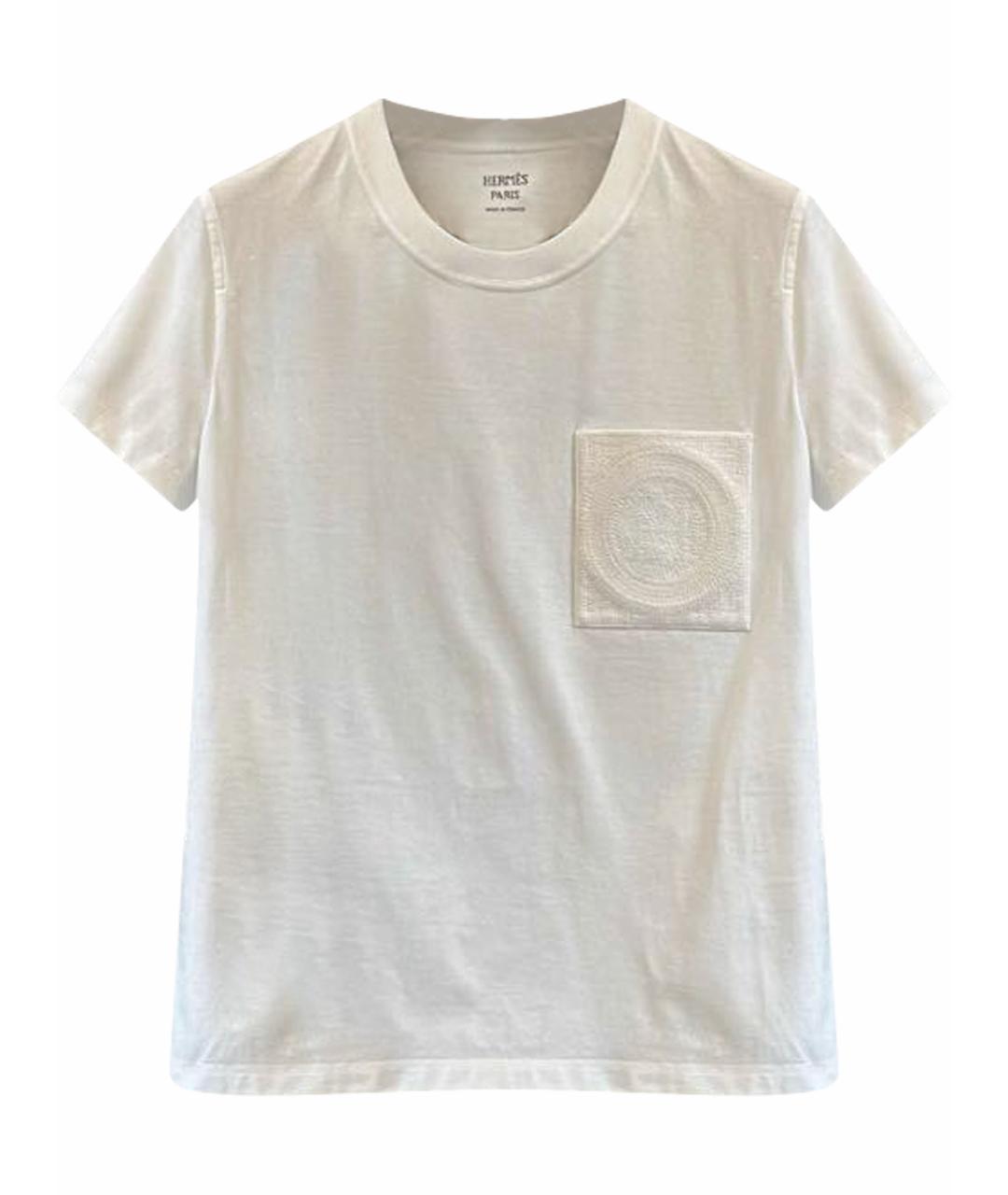 HERMES Белая хлопковая футболка, фото 5