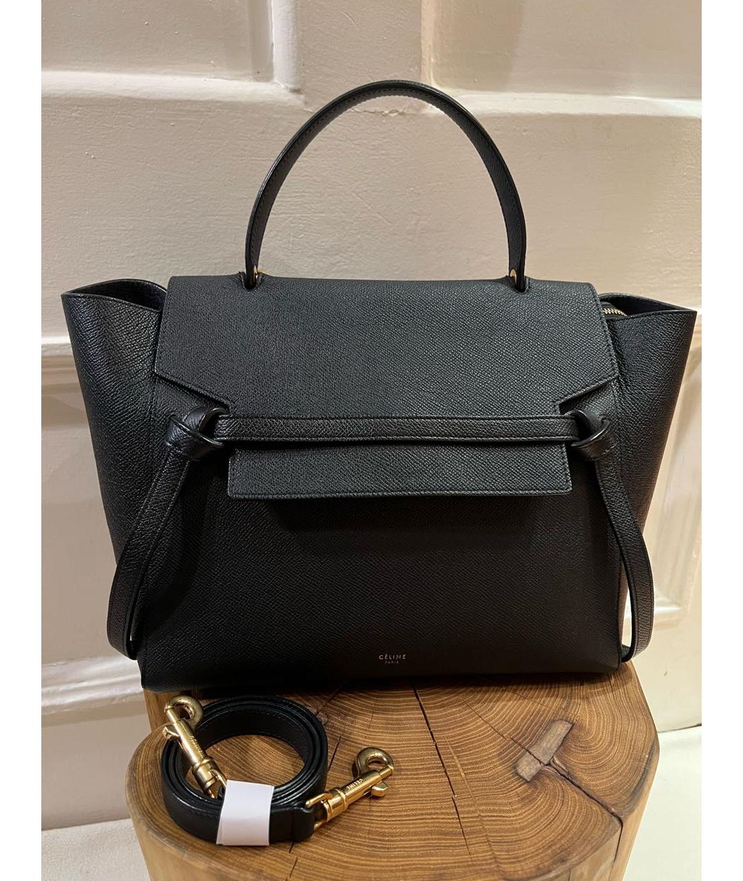 CELINE Черная кожаная сумка тоут, фото 7