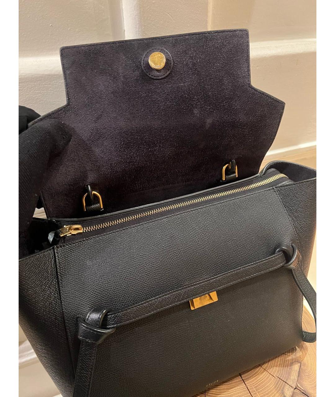 CELINE Черная кожаная сумка тоут, фото 5