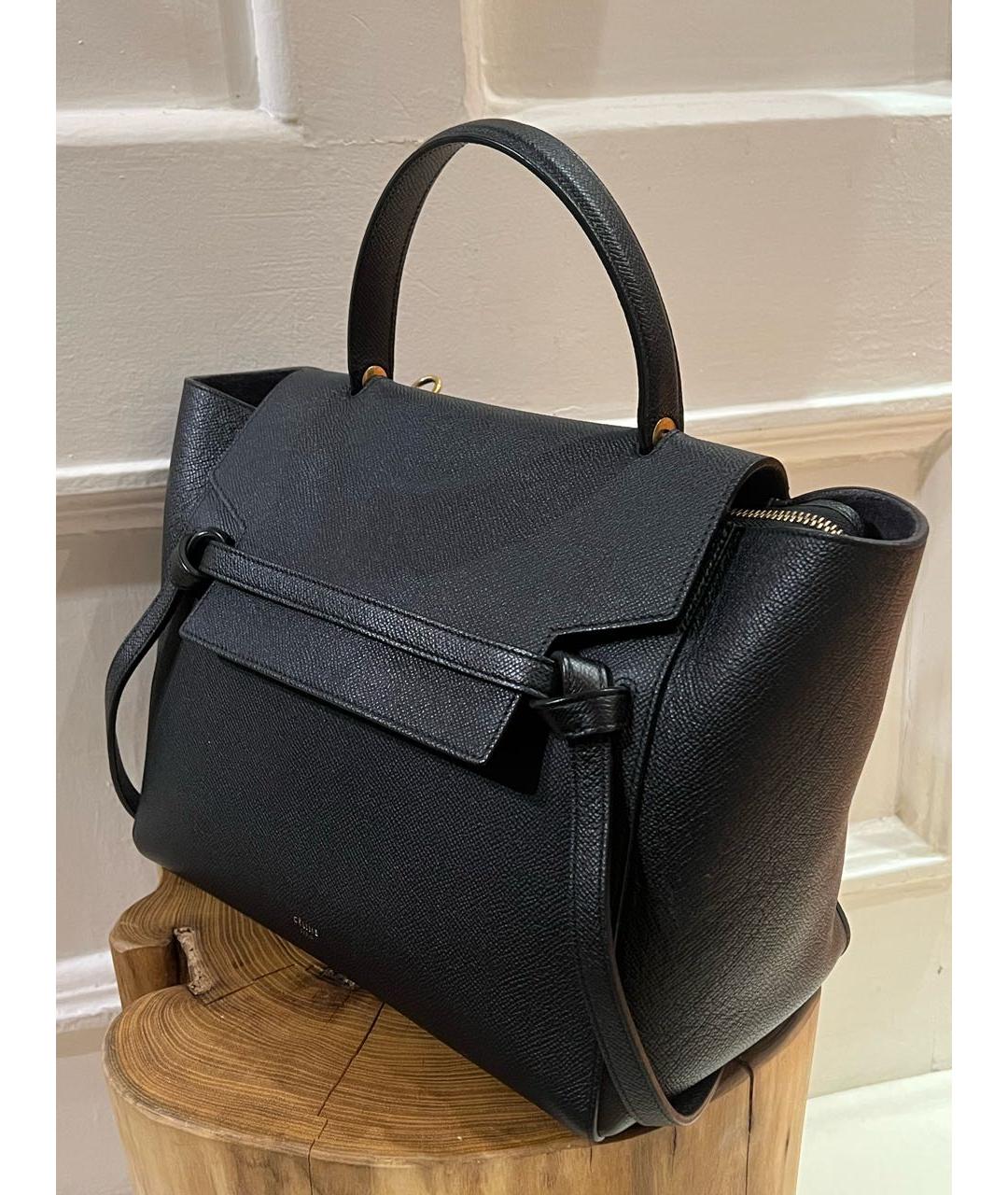 CELINE Черная кожаная сумка тоут, фото 3