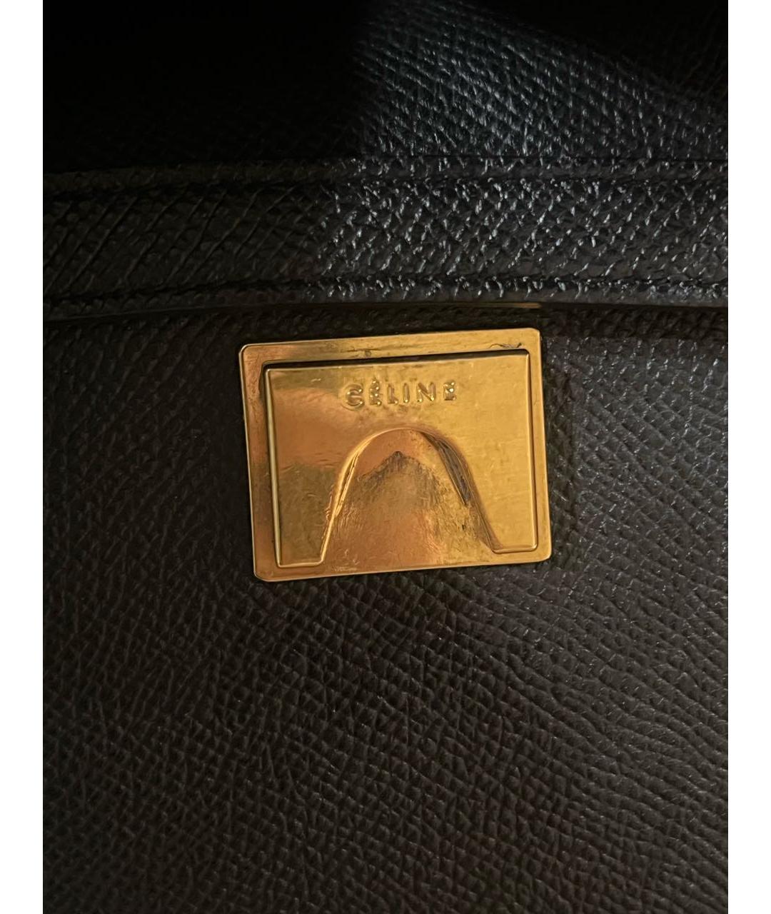 CELINE Черная кожаная сумка тоут, фото 6