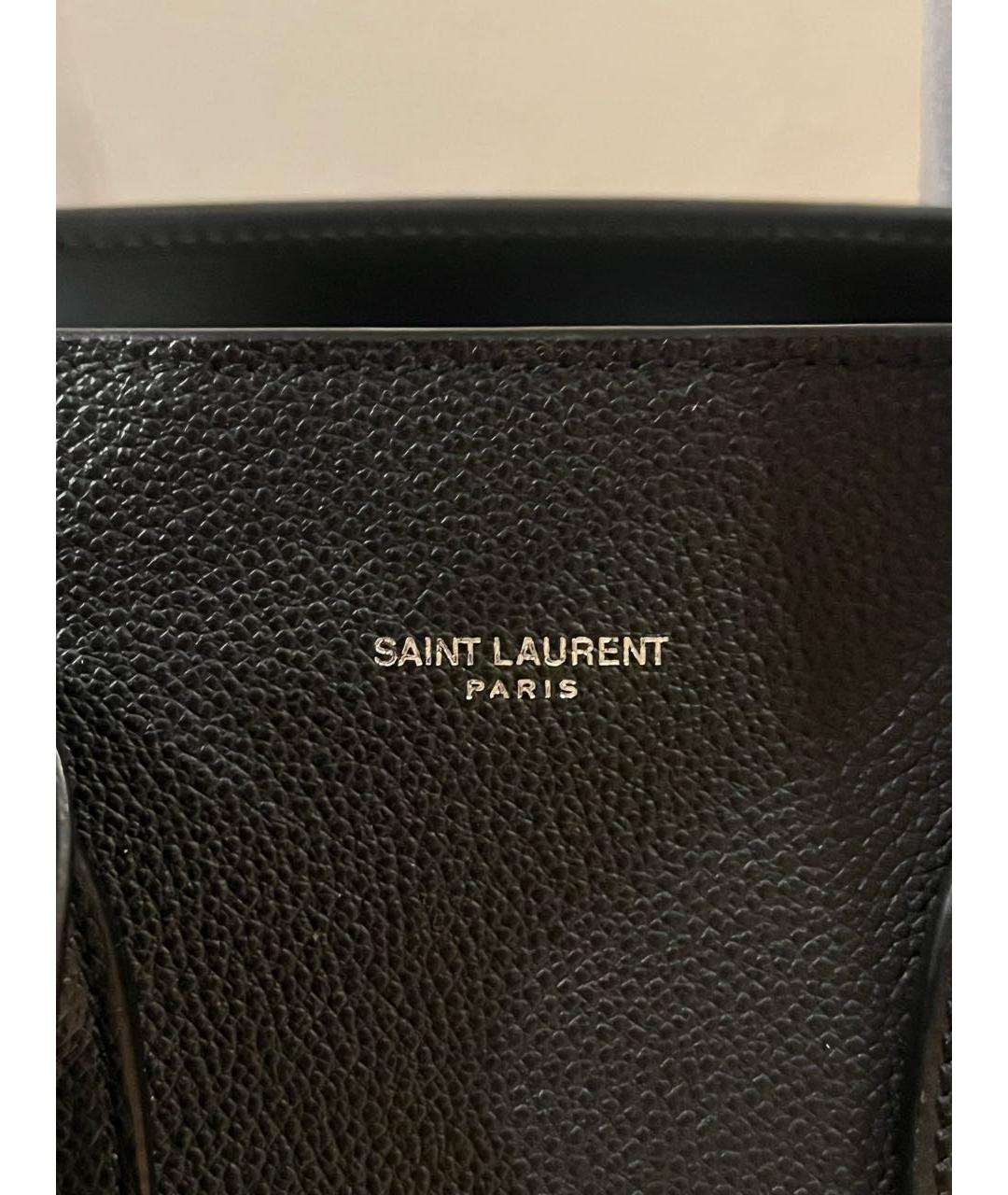 SAINT LAURENT Черная кожаная сумка тоут, фото 4