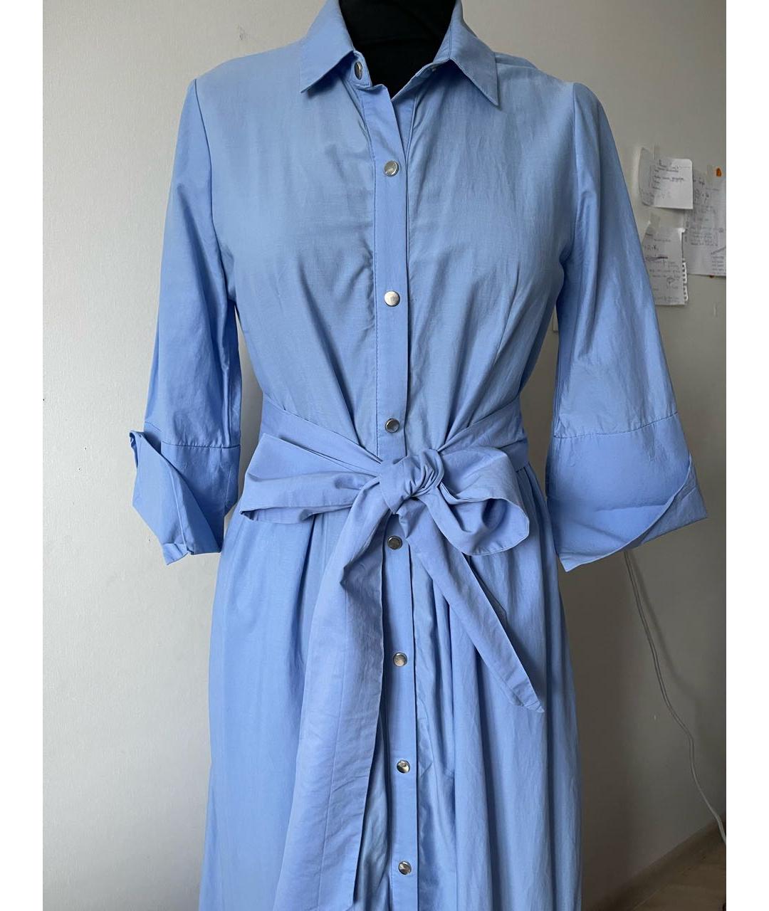 TWIN-SET Голубое хлопковое повседневное платье, фото 4