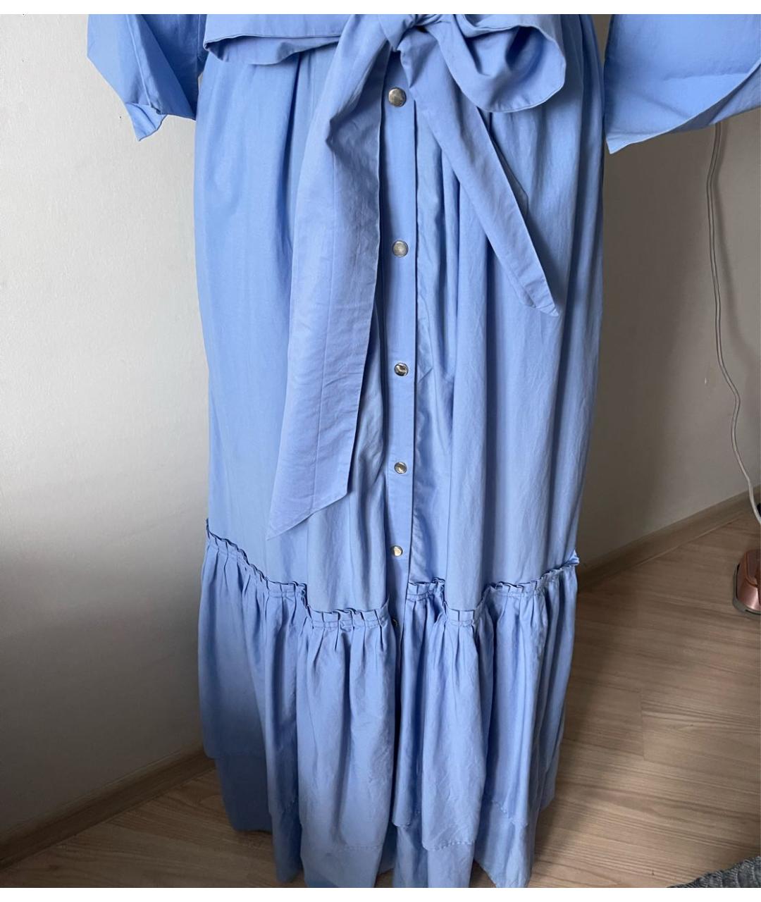 TWIN-SET Голубое хлопковое повседневное платье, фото 3