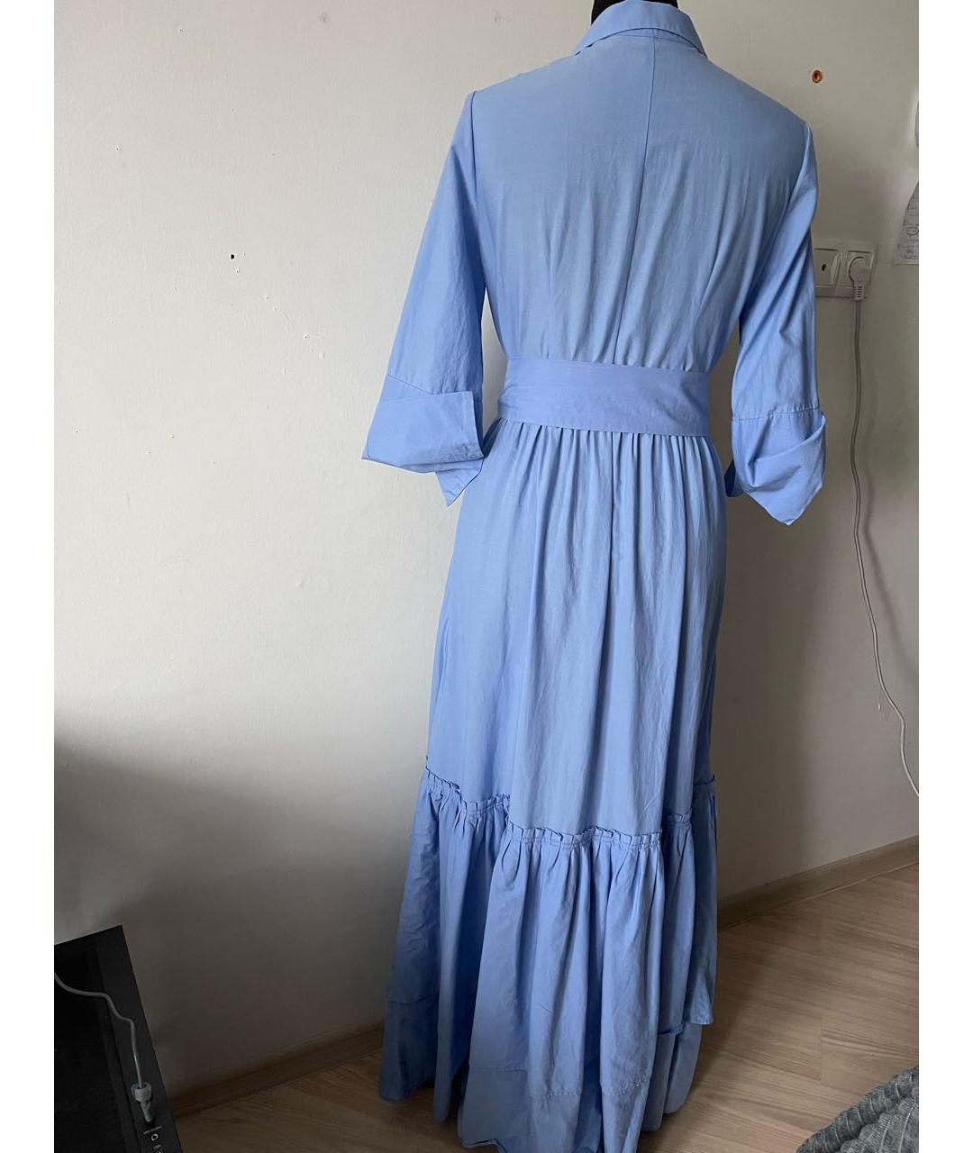 TWIN-SET Голубое хлопковое повседневное платье, фото 2