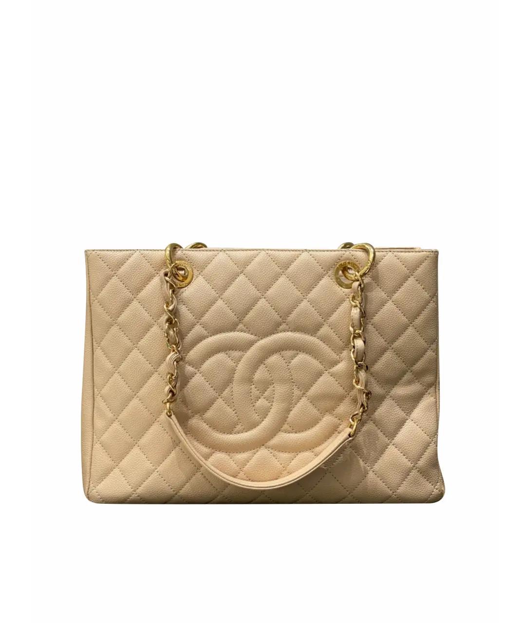 CHANEL Бежевая кожаная сумка тоут, фото 1