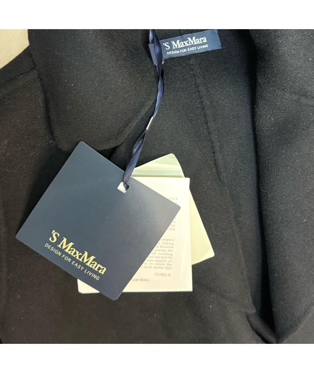 'S MAX MARA Черное шерстяное пальто, фото 4