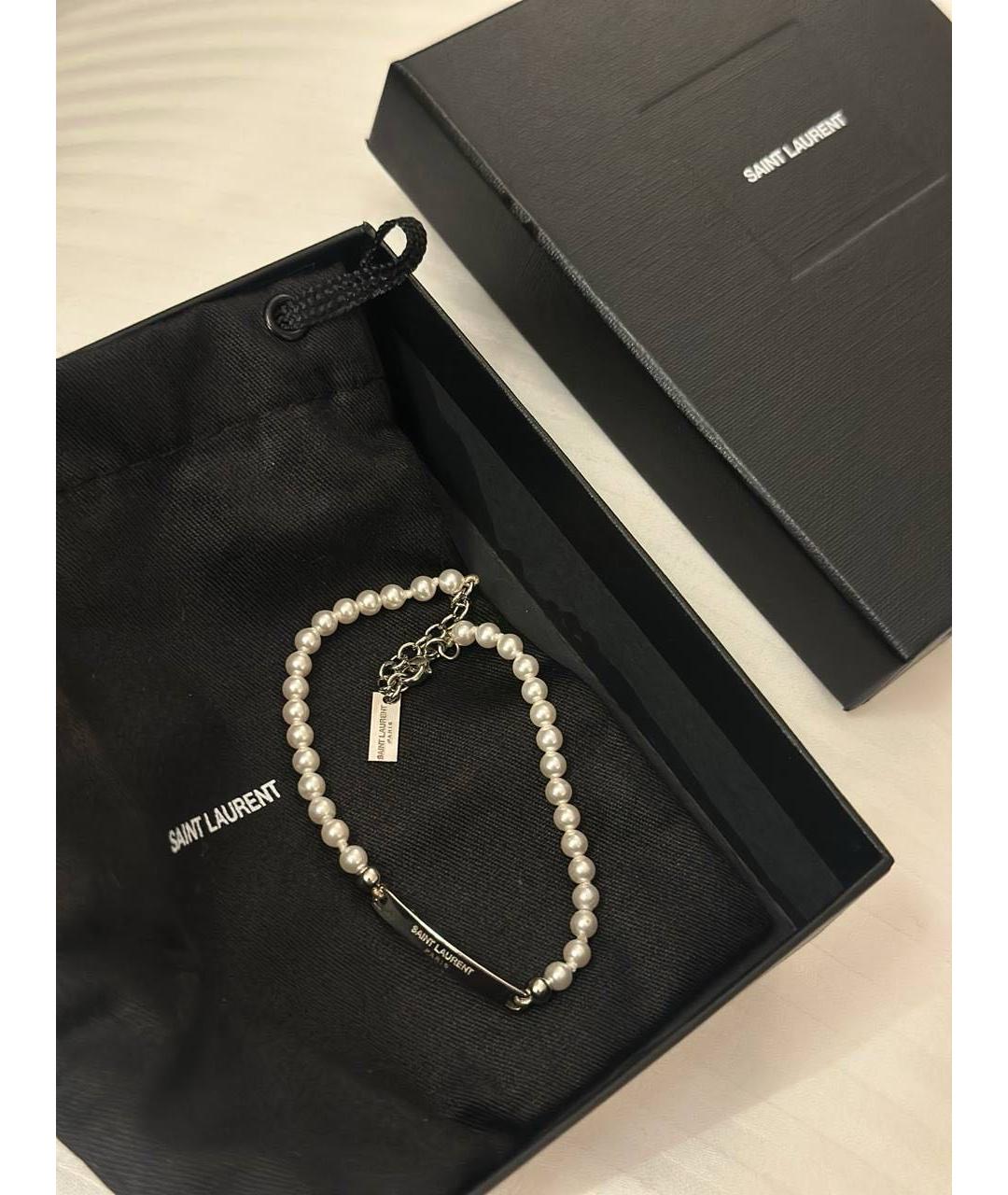 SAINT LAURENT Белый жемчужный браслет, фото 2