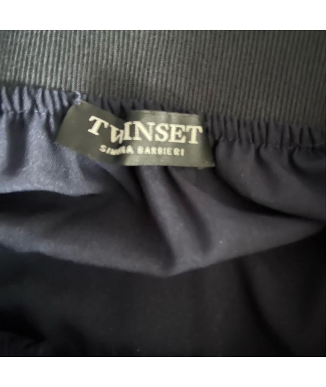 TWIN-SET Темно-синяя полиамидовая юбка макси, фото 4