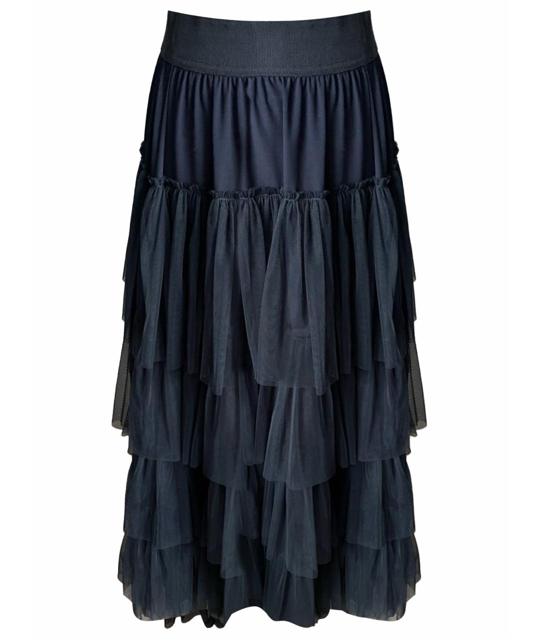 TWIN-SET Темно-синяя полиамидовая юбка макси, фото 1