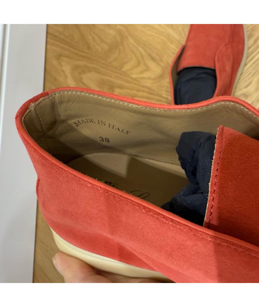 LORO PIANA Красные замшевые лоферы, фото 5