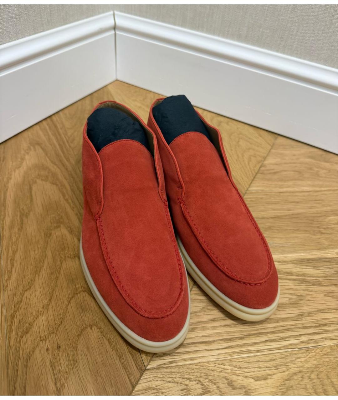 LORO PIANA Красные замшевые лоферы, фото 2